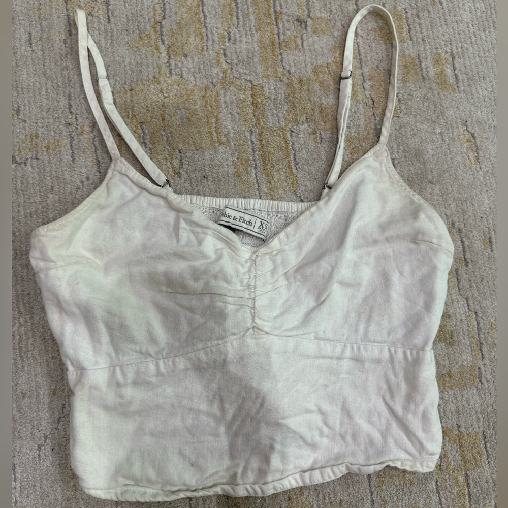Abercrombie & Fitch XS White ruched tank top